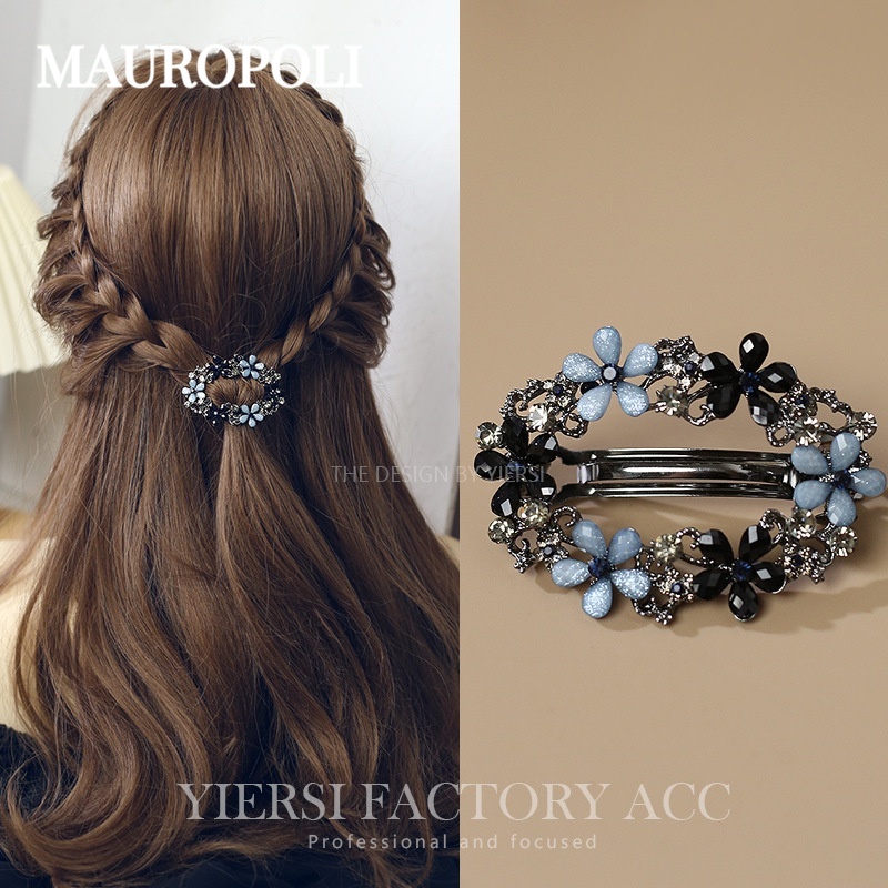 Mauropoli [Sẵn Sàng] Mũ Kẹp Tóc Top Kẹp Tóc Retro Đầu Lưng Tóc Kim Cương Giả Hàn Quốc Rỗng Kim Cương Giả Lò Xo Kẹp
