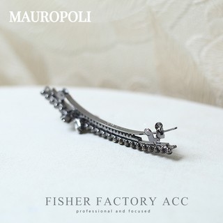 Mauropoli [Sẵn sàng] Kẹp cặp hoa một chữ đính kim cương cổ điển Phiên bản Hàn Quốc Bướm đính đá bên kẹp cặp mũ đội đầu