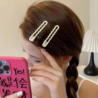 [Crush] Kẹp tóc dễ thương màu kẹo, Kẹp tóc hợp kim màu trơn có mặt gợn sóng, Kẹp tóc