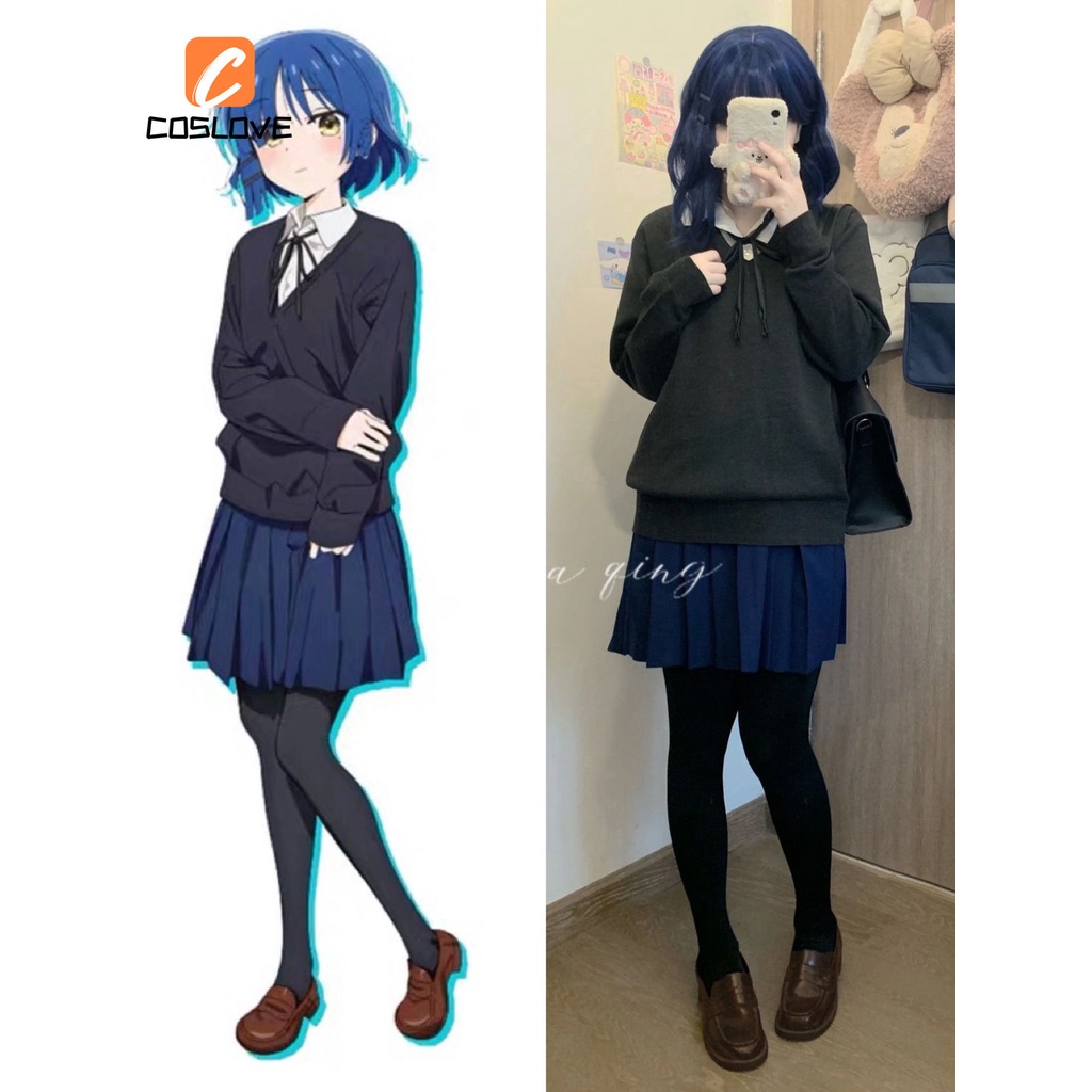 Bộ Đồ Hóa Trang Nhân Vật Bocchi The Rock Ryou Yamada Màu Xám Cho Bé Gái