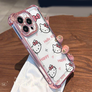 Ins Phim hoạt hình dễ thương Kitty Cat Pink Bow Vỏ cặp đôi trong suốt Tương thích cho iPhone 11 16 15 14 13 12 Pro Xs Max XR X 7 8 Plus Hàn Quốc Glow Laser Vỏ điện thoại Bảng điều khiển TPU mềm