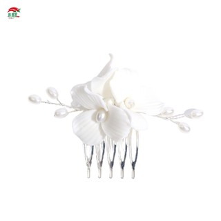 Trang Sức Tóc Lược Tóc Nữ Phong Cách Vintage Handmade Gốm Ngọc Trai Mũ