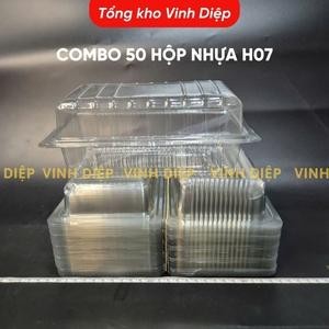 .Combo 50 hộp nhựa H07 dùng 1 lần đựng bánh bông lan cuộn, hoa quả, đồ ăn, hộp nhựa trong