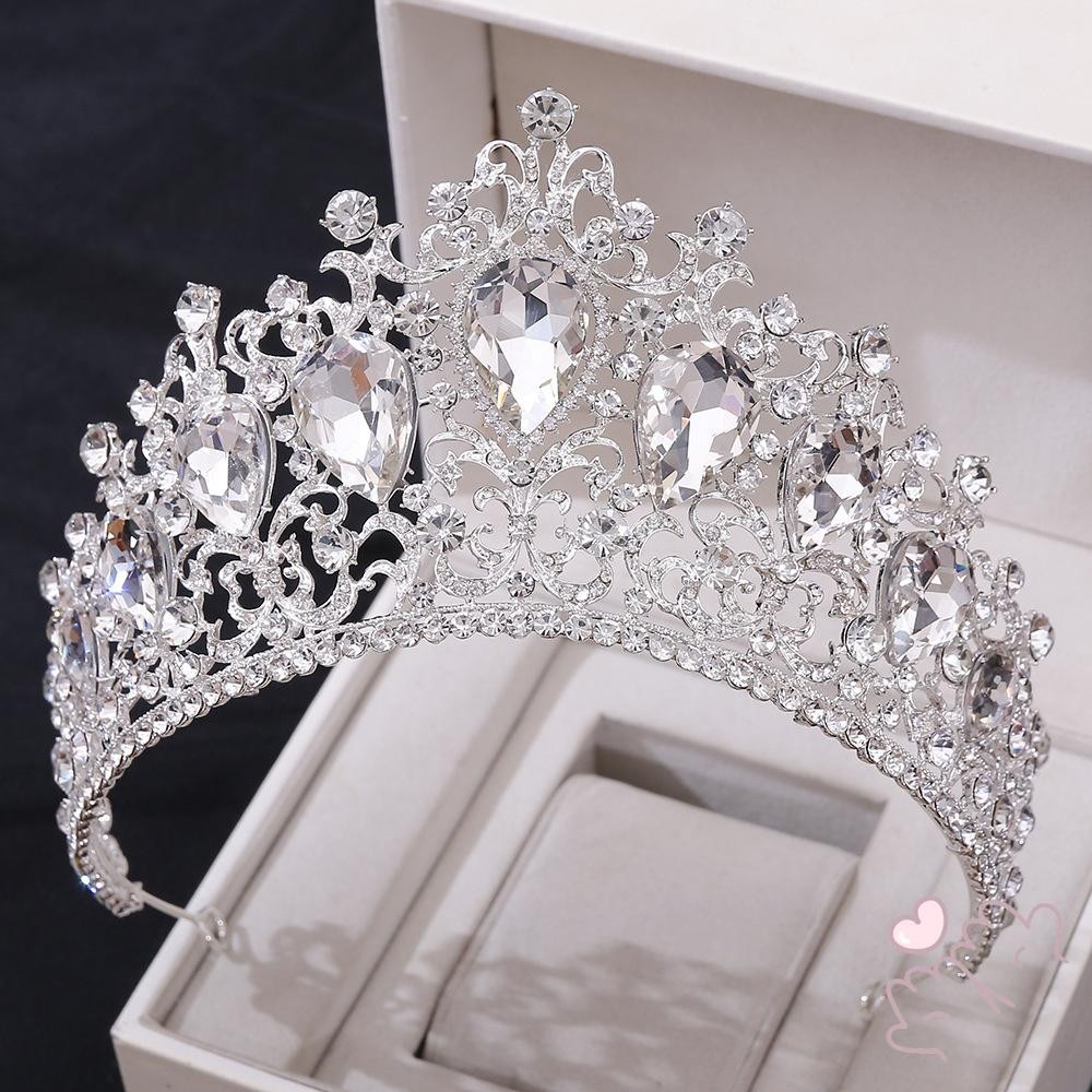 Cô Dâu Vương Miện Nữ Hoàng Băng Đô Dazzling Kim Cương Giả Hình Bán Nguyệt Tiara Mũ