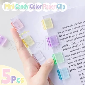 Set 5 Kẹp Giữ Giấy Tờ / Tài Liệu mini Bằng Nhựa Trong Suốt Màu Kẹo