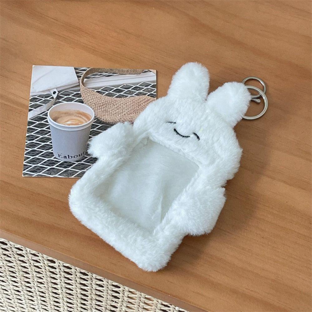 CPINCP Sang Trọng Đựng Thẻ, Gấu Thỏ Lông Tơ Giá Đỡ Ảnh, Mặt Dây Chuyền Hoạt Hình Sang Trọng Dễ Thương Bảo Vệ Thẻ ID Học Sinh