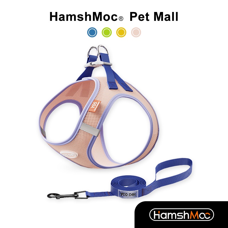 HamshMoc Bộ dây nịt và dây xích chống đầy đặn cho chó Dây nịt thú cưng thoáng khí có thể điều chỉnh Dây dẫn chó bền có tay cầm điều khiển dễ dàng cho chó nhỏ vừa