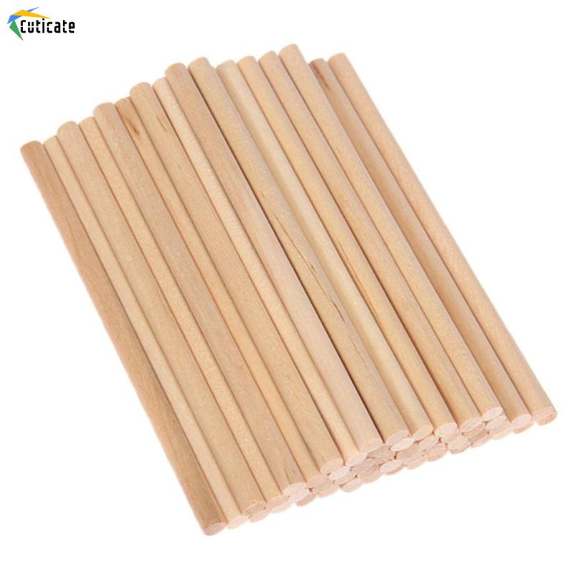 [Cuticate]Set 50 Que Gỗ Tròn 10cm / 15cm / 20cm Đường Kính 5mm