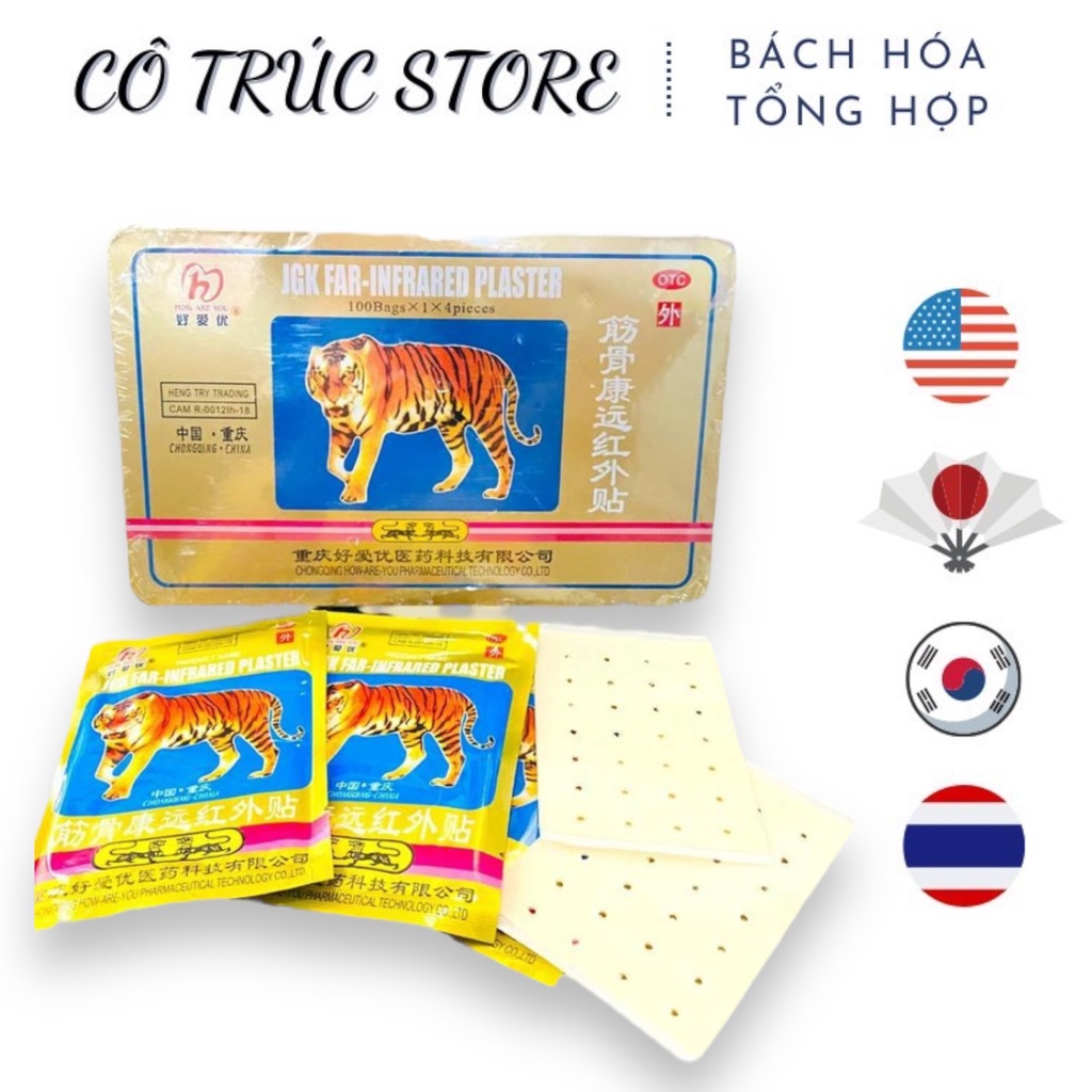 [HỘP 100 MIẾNG] Cao dán con cọp 7 chữ thái lan (1 gói 4 miếng) | Shopee ...