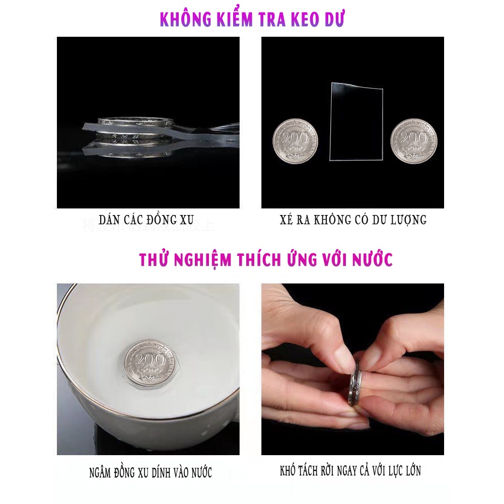 Băng Dính 2 Mặt Nano Trong Suốt Băng Dính 2 Mặt Siêu Dính 3Cm*5M Dán Cố Định Đồ Vật Không Thấm Nước Có Thể Tái Sử Dụng
