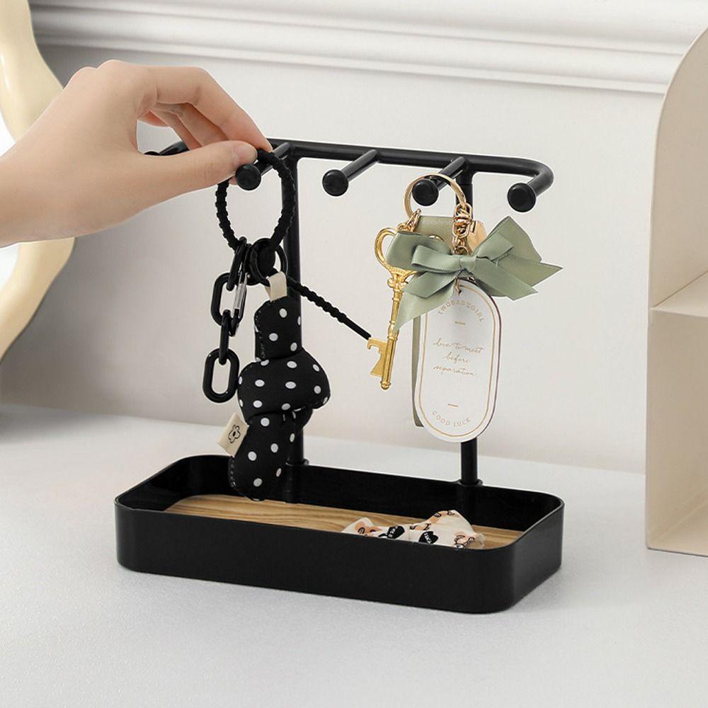 MARGREDY Giá trưng bày trang sức, với Đế gỗ Đạo cụ chụp ảnh Hộp lưu trữ máy tính để bàn, Vòng cổ bông tai tiện lợi thời trang Giá treo di động