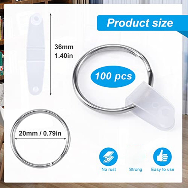 100 Bộ Móc Khóa Nhẫn Thủ Công Vòng Chia Chìa Khóa Trống Nhẫn Chìa Khóa