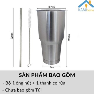 Ly giữ nhiệt Thái Lan cỡ lớn 900ml Tặng Ống hút + Thanh cọ rửa bình cốc uống nước Inox 304