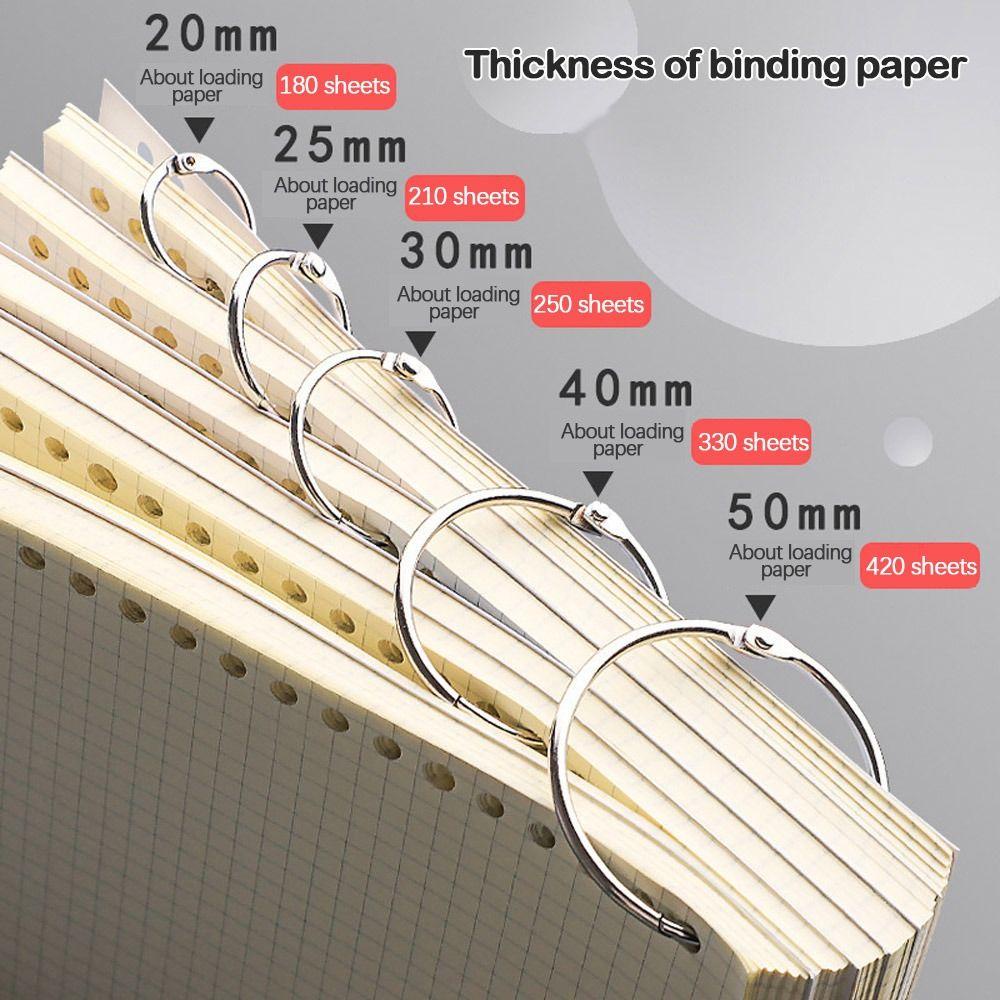 SEYAWSON Loose-leaf Ring Clip, Metal Silver / Rose Gold Binder Ring, Đồ dùng văn phòng chất lượng cao 20 / 30 / 40 / 50mm Binding Clip Album