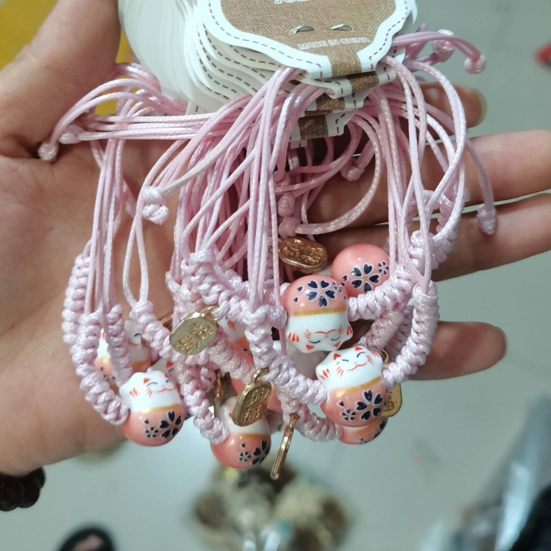 Vòng tay gốm thủ công hình mèo maneki neko dễ thương, mang lại may mắn - Bộ đôi