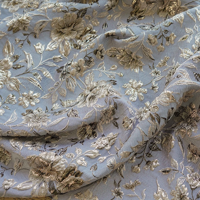 Thời Trang Xanh Xám Vàng Lụa Dập Nổi Jacquard Đầm Vải Retro Áo Khoác Sợi Vải Trang Trí 100x155cm