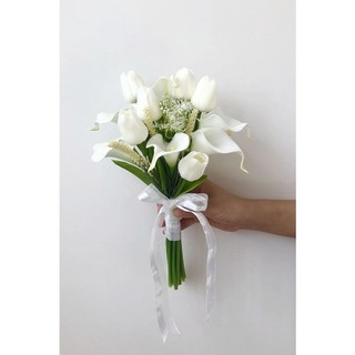 Bó hoa cô dâu Hàn Quốc, hoa loa kèn và hoa tulip mô phỏng cao, chụp ảnh cưới