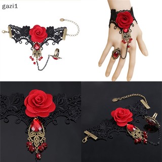 [Gzi1] Hot! Vòng Tay Ren Hoa Hồng Đỏ Phong Cách gothic Thanh Lịch Có Thể Điều Chỉnh Kích Cỡ