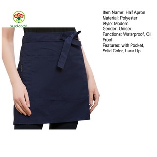 Sudyte Nửa Tạp Dề Có Túi Tạp Dề Nhà Bếp Chống Nước Chống Thấm Nước Ren-up Tạp Dề Ngắn Cho Nhà Hàng Và Cafe Tạp Dề Eo Đầu Bếp Unisex Chống Bỏ Túi Và Phong Cách