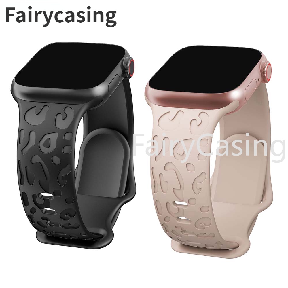 Dây Đeo Đồng Hồ Bằng Silicon Họa Tiết Da Báo Cho apple watch ultra 2 49mm 45mm 41mm 44mm 40mm 38mm 42mm iwatch series 9 8 7 se 3 6 8 ultra