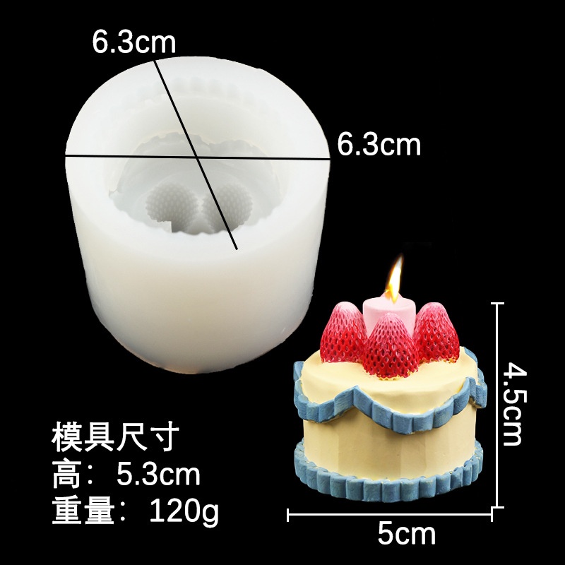 Khuôn Làm Bánh / Xà Phòng / Nến Hình Trái Dâu Bằng Silicone Diy
