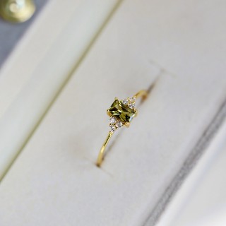 ♥ Chính Hãng Mới Nhẫn Đính Đá Zircon Hình Vuông Dát Đá Zircon Nhiều Màu Xanh Lá Siêu Mịn Dễ Phối Đồ Cho Nữ cl