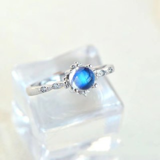 ♥ Mới Nhẫn Đính Đá Mặt Trăng Thiết Kế Đơn Giản Phong Cách retro Cho Cặp Đôi