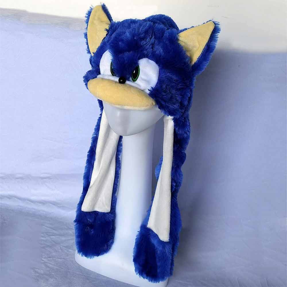 The hedgehog children's hats plush toys Sonic the Hedgehog Can moving hat with movable Earflaps cute plush dolls kids hats
