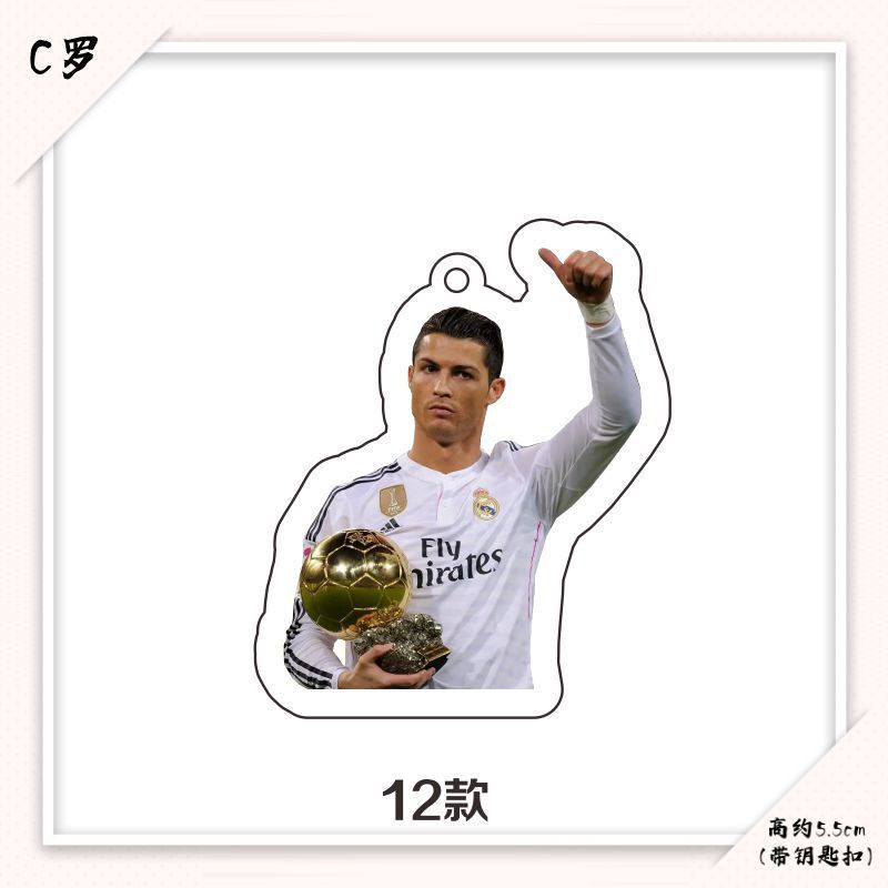 Cristiano Ronaldo ngôi sao acrylic móc khóa mặt dây chuyền quà tặng sinh nhật bóng đá ngoại vi quạt phụ kiện quà tặng Wo
