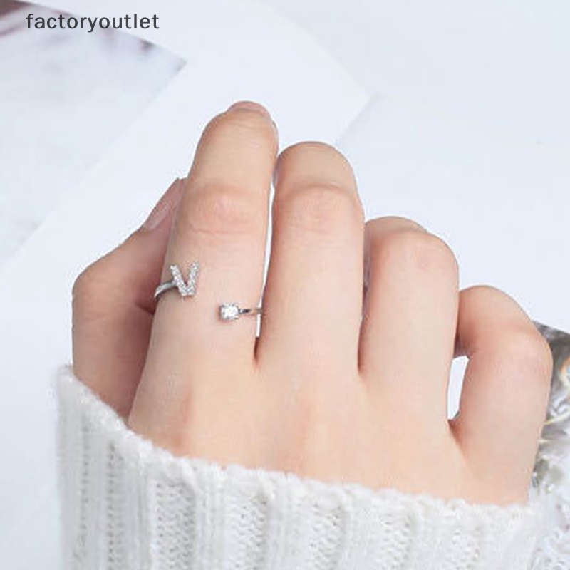 Nhẫn Mở Hình 26 Chữ Cái A-Z Đính Đá Lấp Lánh Có Thể Điều Chỉnh Thời Trang Cho Nữ