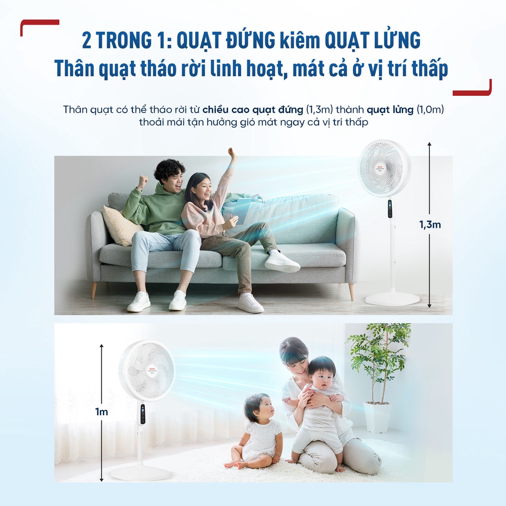Ảnh Quạt đứng có điều khiển từ xa Tefal Turbo Silence Plus VH689690 - Gió đối lưu đa chiều 2