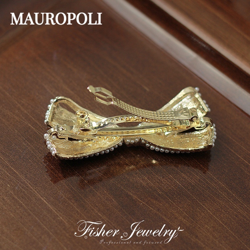 Mauropoli [Sẵn Sàng] Kẹp Tóc Nửa Tie Mùa Xuân Nơ Ngọc Trai Sang Trọng Phụ Kiện Đầu Lưng Bên Nổ