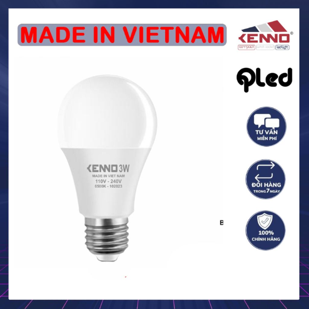 Bóng LED bulb tròn trang trí 3W kín nước Qled/Kenno ánh sáng trắng, vàng