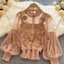 ESSENCEH 2 Cái / bộ Áo Dài Tay, Vintage Ren Puff Crop Top, Hoa Thường Ngày Mùa Hè Hàn Quốc Áo Sơ Mi Nữ Quần Áo Nữ