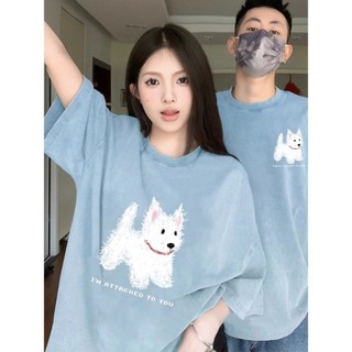 Những người yêu thích cotton mặc áo thun cotton thích hợp mùa hè không giống nhau 2024 áo thun ngắn tay mới dành cho nam và nữ có cùng áo sơ mi đế siêu lửa Instagram