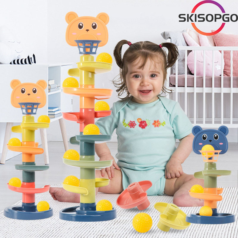 Bé Xoay Theo Dõi Xếp Chồng Montessori CánBóng ThápĐồ Chơi,Tháp Xoay Theo Dõi Bộ Đồ Chơi, Đồ Chơi Bóng Cán