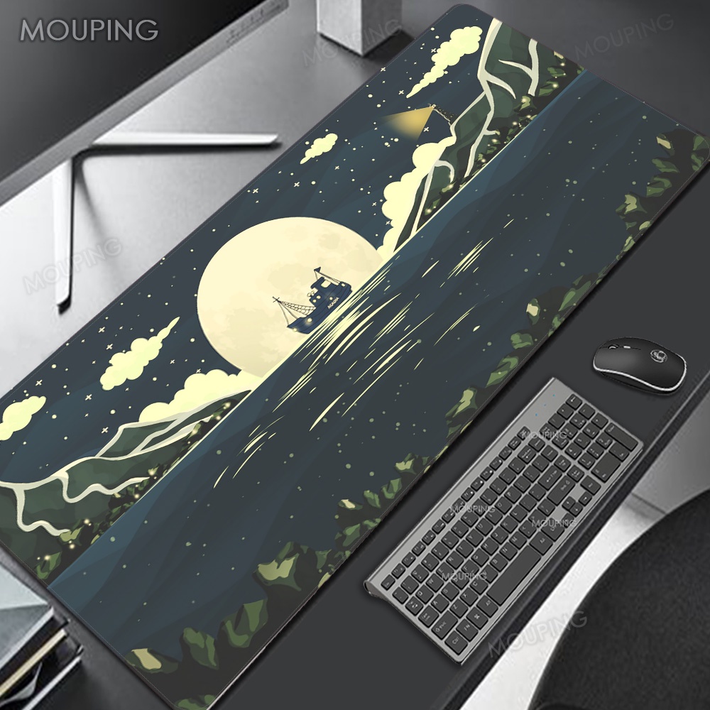 Miếng Lót Chuột Không Gian Công Ty Thảm Bàn Thẩm Mỹ 90x40 80x30 Pc Phụ Kiện Laptop Miếng Lót Bàn Lớn Thảm Bàn Phím Deskmats Màu Xanh Dương Văn Phòng