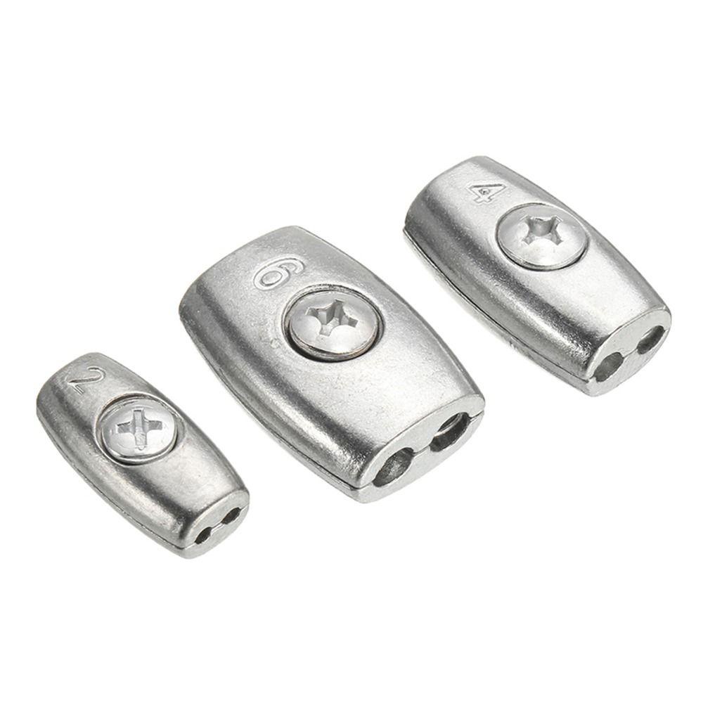 HIGHVIEWLS 1 Dây tay áo, Kẹp cáp hợp kim kẽm 2 / 3 / 4 / 6 / 8mm, Phần cứng bạc Đôi lỗ kẹp dây Ferrules Dây thép