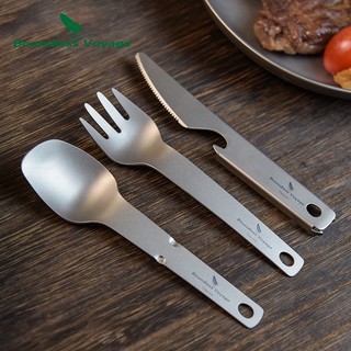 Bộ Muỗng Nĩa Dao Bằng Titan Không Gây Hại Dùng Đi Cắm Trại Tiện Dụng ti1077t