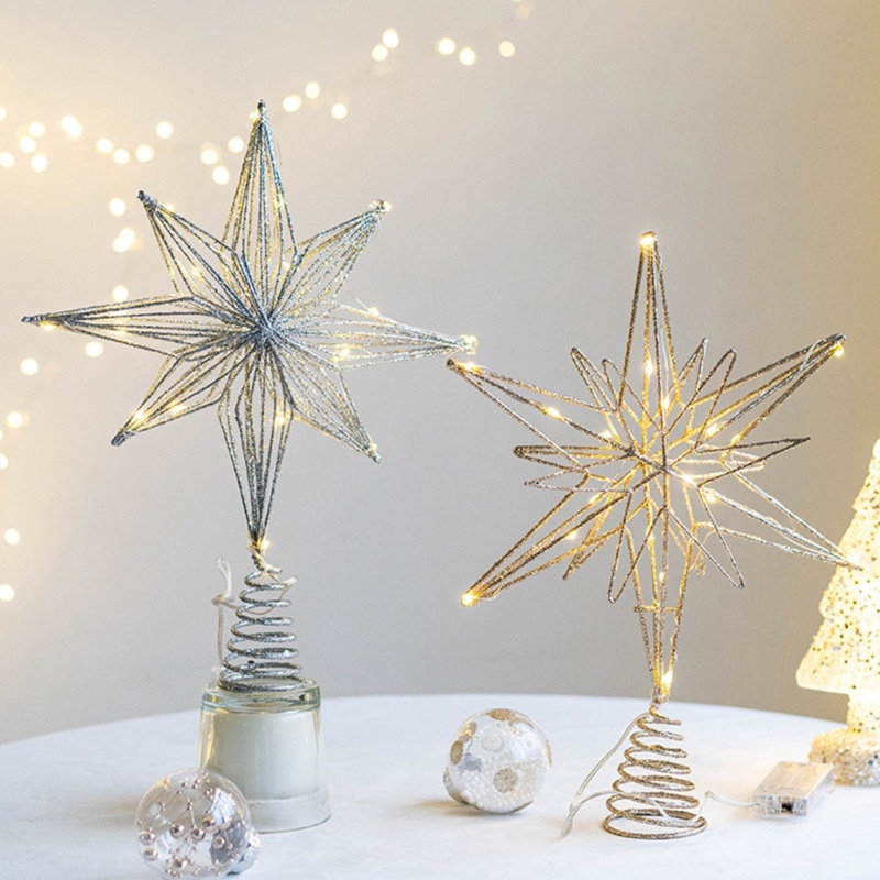 SHI Cây Giáng Sinh LED Ngôi Sao Cây Toppers Hoạt Động Treetop Trang Trí Giáng Sinh Trang Trí Dây Trang Trí Năm Mới