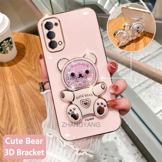 ốp lưng oppo reno 4 reno 5 reno 4 pro Ốp Điện Thoại tpu Dẻo Mạ Màu 3D In Hình Gấu Nhỏ Đáng Yêu Có Giá Đỡ Cho oppo reno 4 reno 5 reno 4 pro
