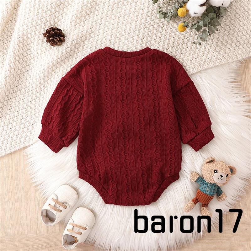 Bộ Áo Liền Quần Dài Tay Cổ Tròn Màu Sắc Đơn Giản Cho Bé