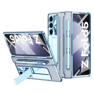 Bao Da Điện Thoại Trong Suốt Mạ Điện Có Giá Đỡ Và Ngăn Đựng Bút Cho samsung galaxy z fold 5 z fold 4 / 3 Ốp