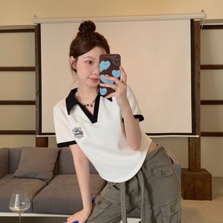 Áo Thun Polo Tay Ngắn áo croptop nữ Cho Nữ áo sơ mi cổ đứn cổ áo chữ v