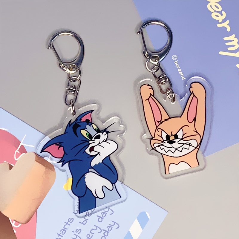 Mặt dây chuyền đôi acrylic anime phim hoạt hình dễ thương móc khóa người bạn thân nhất cùng phong cách mèo và chuột Mặt