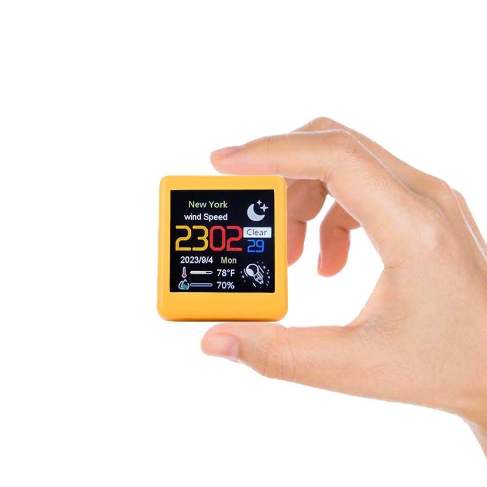 ĐƠN GIẢN Đồng hồ thông minh 4.5x4x3CM, Trạm dự báo thời tiết WiFi sạc USB, Nhựa sáng tạo với toàn màn hình Gif Hoạt hình Album Lectronic Đồng hồ để bàn Mini tại nhà