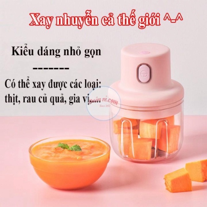 Máy Xay Tỏi Ớt Mini - Máy Xay Thịt Xay Tỏi Ớt đa năng Sạc Điện Có Cổng USB - - Gia Dụng Anh Thu