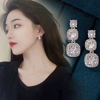 Hàng Mới Về Bông Tai Hình Vuông Đính Đá Sang Trọng Thời Trang Cao Cấp