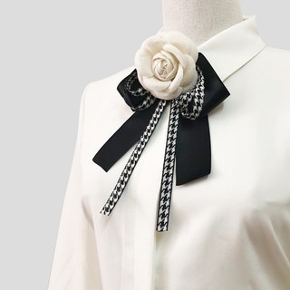 READY STOCK Women's Camellia Bow Ties with Pins College Style Rose Blouse Dress Neckties Collar Accessories
