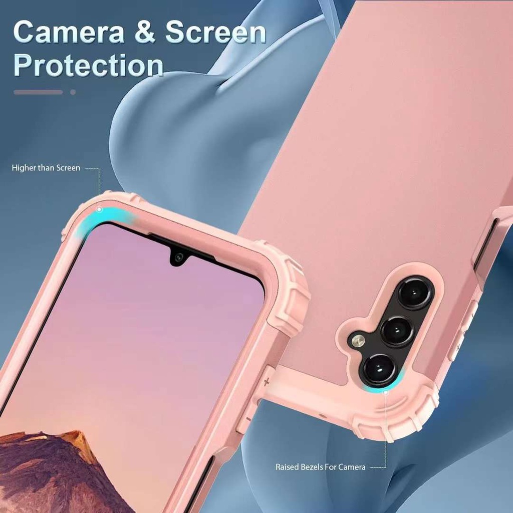 Ốp Lưng 3 Trong 1 Cho Samsung Galaxy S26 S25 S24 S23 Ultra Plus FE A57 A56 A55 A37 A36 A35 A26 A17 A16 A12 A13 A14 A15 A54 A32 S20 S21 S22 NOTE 20 10 PLUS Chống Sốc Vàng Hoa Hồng Dày Ốp lưng